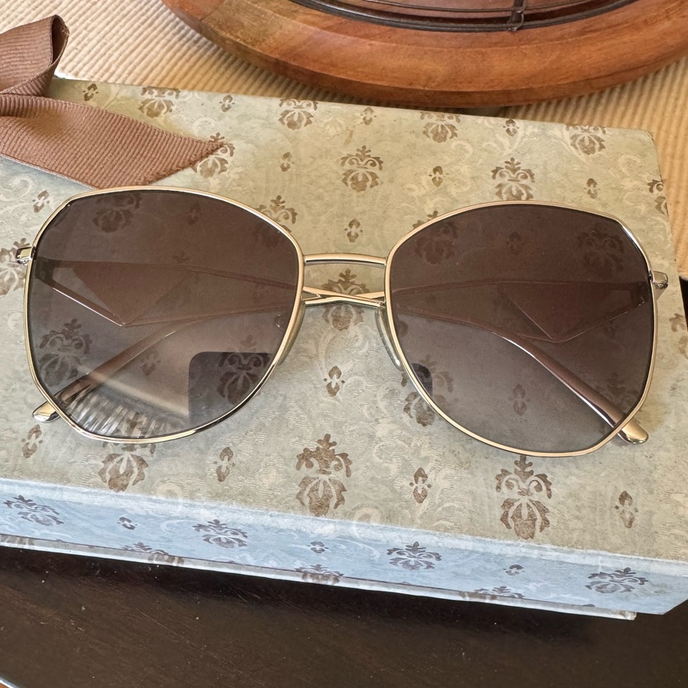 Prada Gold and Brown Aviator Sunglasses